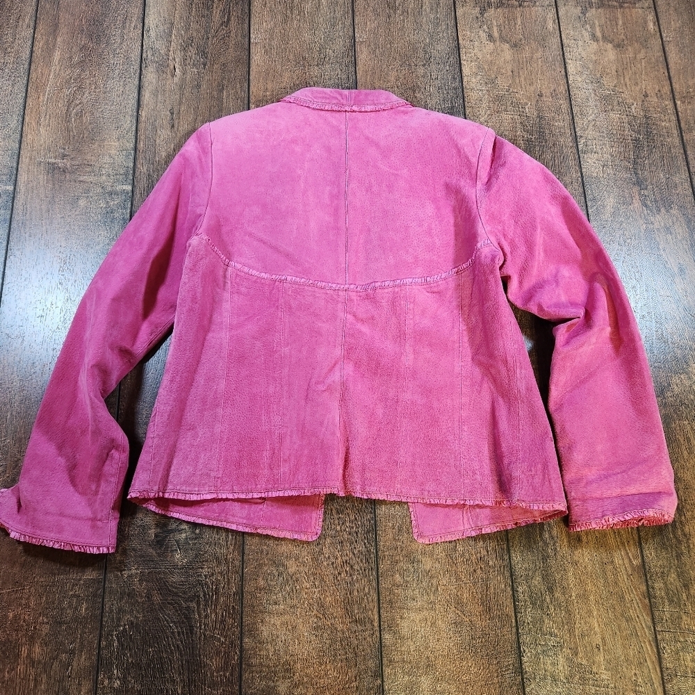 New Directions Petite Women's PS 100% Leather Suede Pink Jacket Coat Vintage - Picture 8 of 8